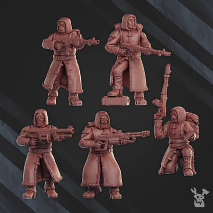 Frostborn Division Infantry Squad, Imperial Army proxy miniature, 28mm heroic scale unpainted resin