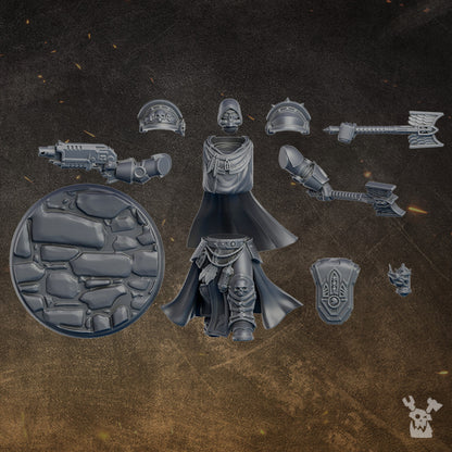 Hooded Knights Sir Gawein, proxy miniature, character, 28mm heroic scale unpainted resin, view 2