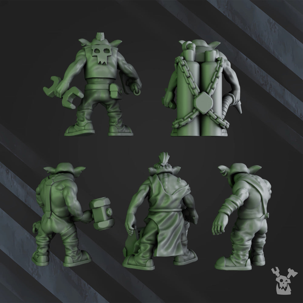 Orks Gobbo Squad, proxy miniature, 28mm heroic scale unpainted resin, view 9