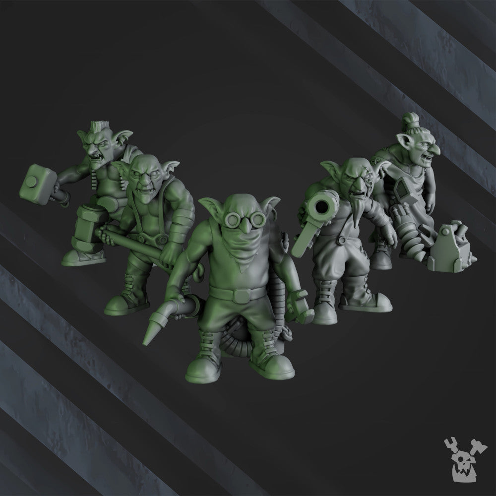 Orks Gobbo Squad, proxy miniature, 28mm heroic scale unpainted resin, view 5