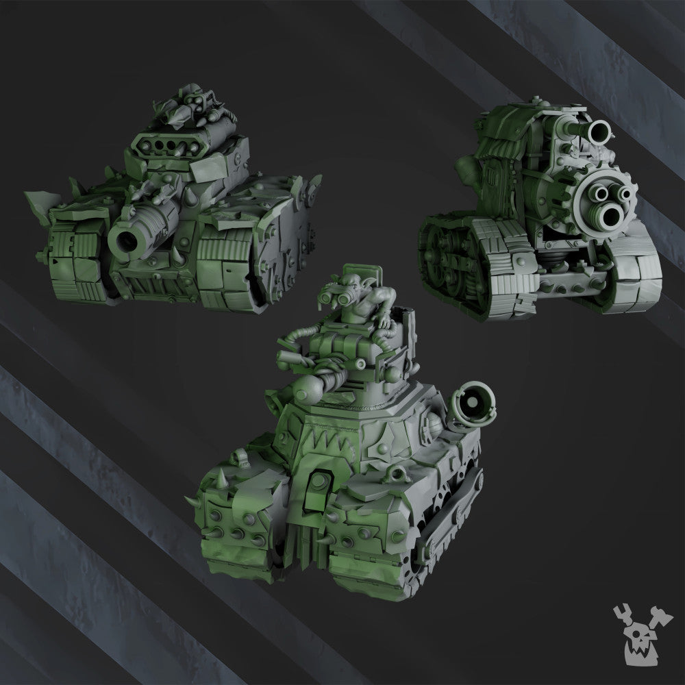 Orks Gobbo Wagons, proxy miniature, 28mm heroic scale unpainted resin, view 2