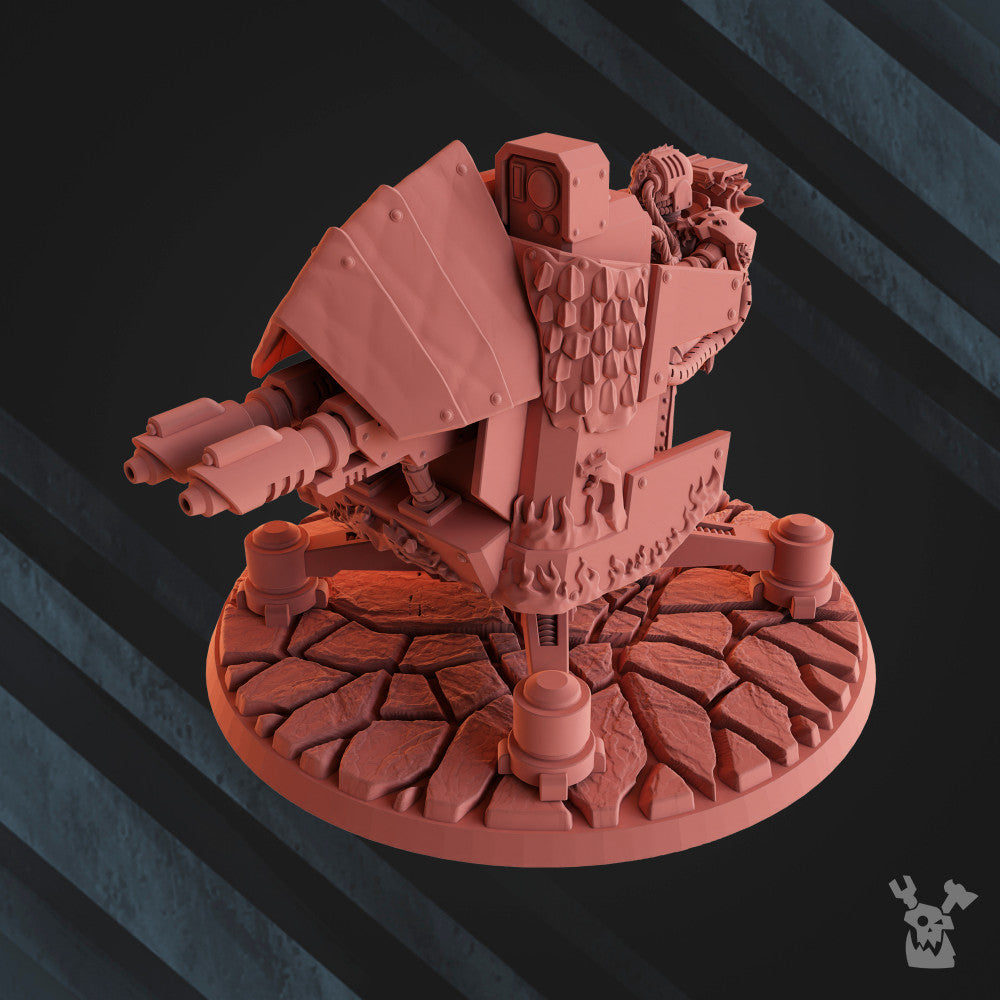 Flame Knights Heavy Support Turret, proxy miniature, artillery, 28mm heroic scale unpainted resin, view 6