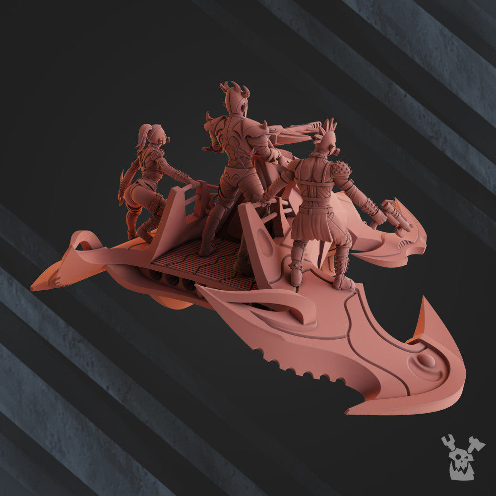 Dark Eldar Heavy Turbo Bike, proxy miniature, vehicle, 28mm heroic scale unpainted resin, view 3
