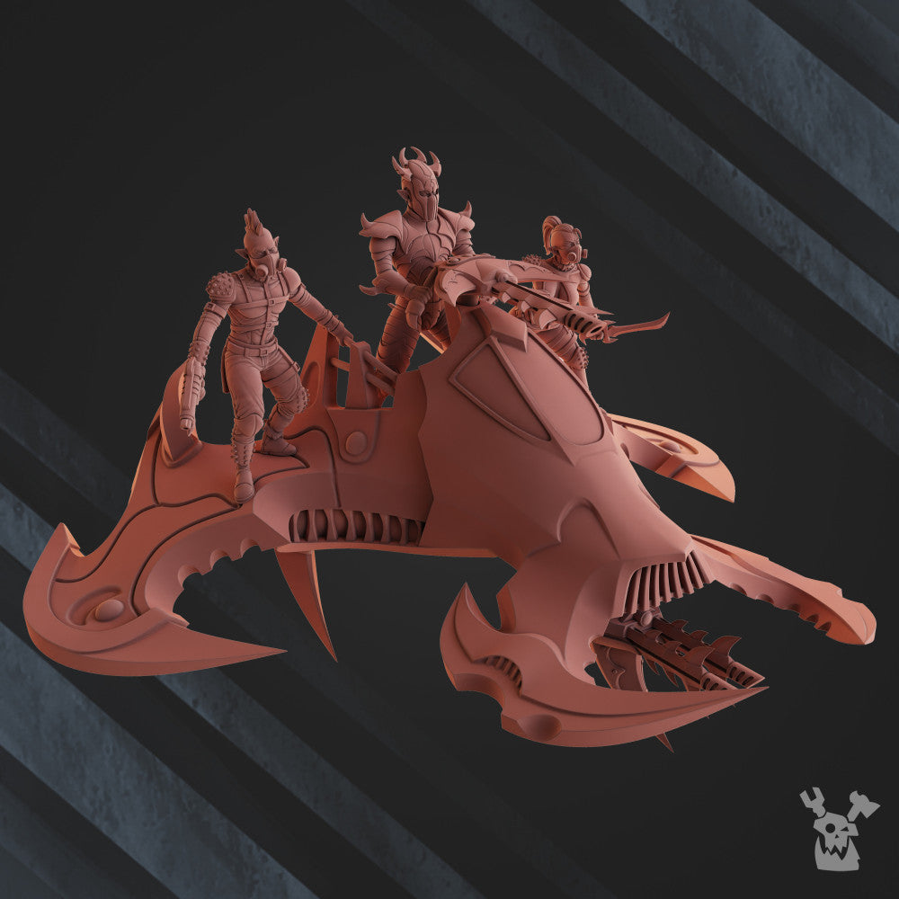 Dark Eldar Heavy Turbo Bike, proxy miniature, vehicle, 28mm heroic scale unpainted resin