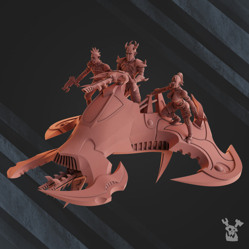 Dark Eldar Heavy Turbo Bike, proxy miniature, vehicle, 28mm heroic scale unpainted resin, view 2
