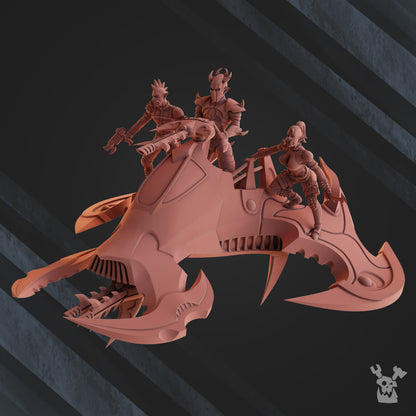 Dark Eldar Heavy Turbo Bike, proxy miniature, vehicle, 28mm heroic scale unpainted resin, view 2