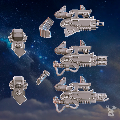 Battle Sisters Heavy Weapons Set, resin conversion bits, 28mm heroic scale unpainted resin