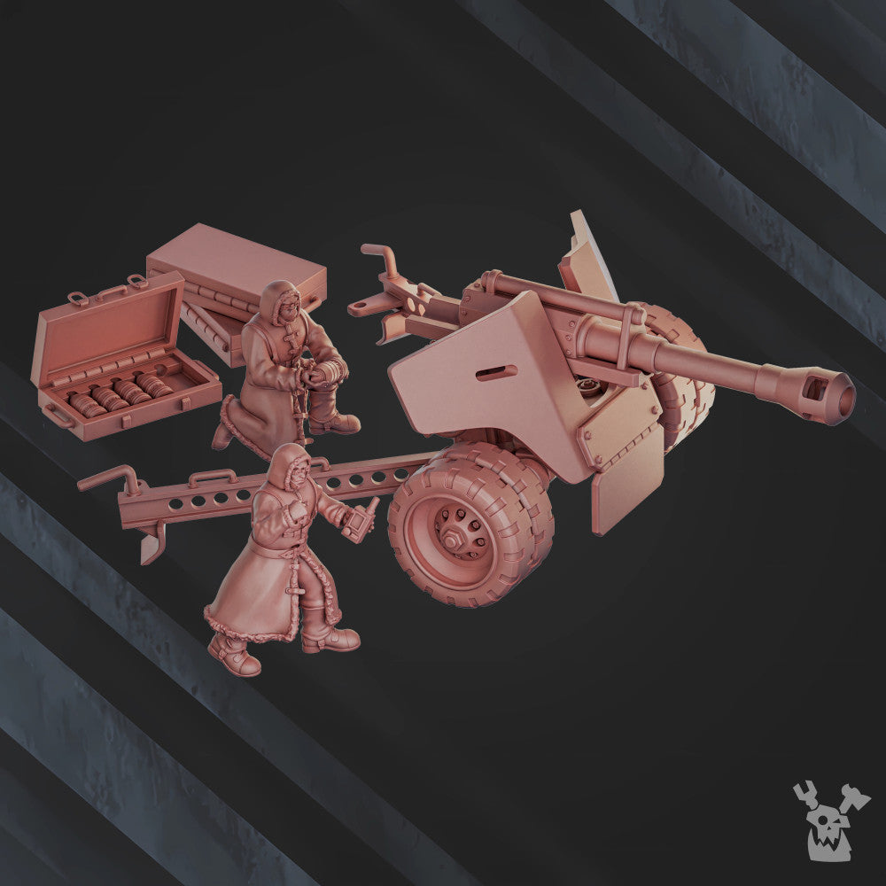 Frostborn Division Ice Wind Artillery Squad, Imperial Army proxy miniature, 28mm heroic scale unpainted resin, view 3