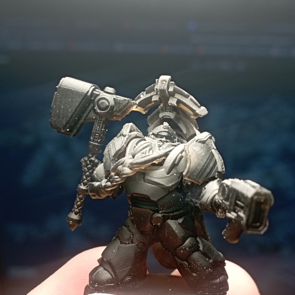 Space Dwarf Black Mountain Guardians Build Kit, proxy miniature, 28mm heroic scale unpainted resin, view 9