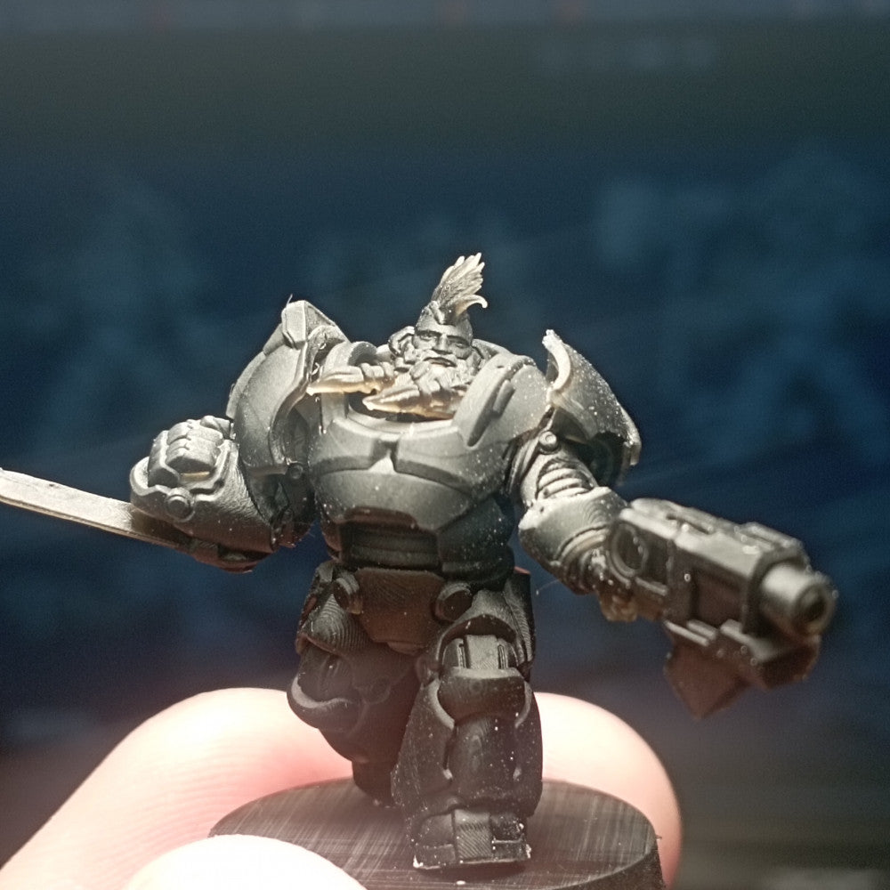 Space Dwarf Black Mountain Guardians Build Kit, proxy miniature, 28mm heroic scale unpainted resin, view 8