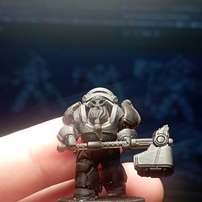 Space Dwarf Black Mountain Guardians Build Kit, proxy miniature, 28mm heroic scale unpainted resin, view 10