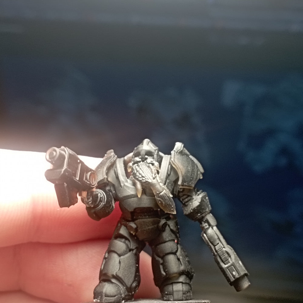 Space Dwarf Black Mountain Guardians Build Kit, proxy miniature, 28mm heroic scale unpainted resin, view 7