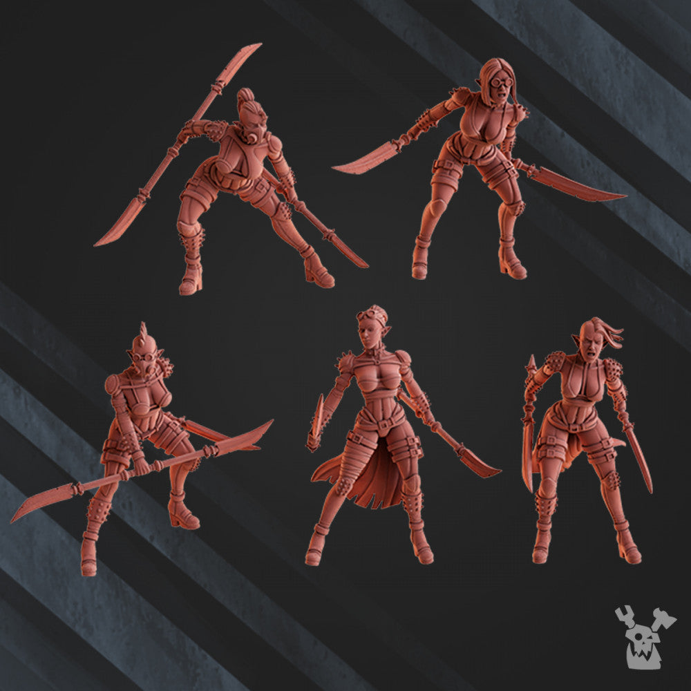 Dark Eldar Jet Biker Raiders, proxy miniature, 28mm heroic scale unpainted resin