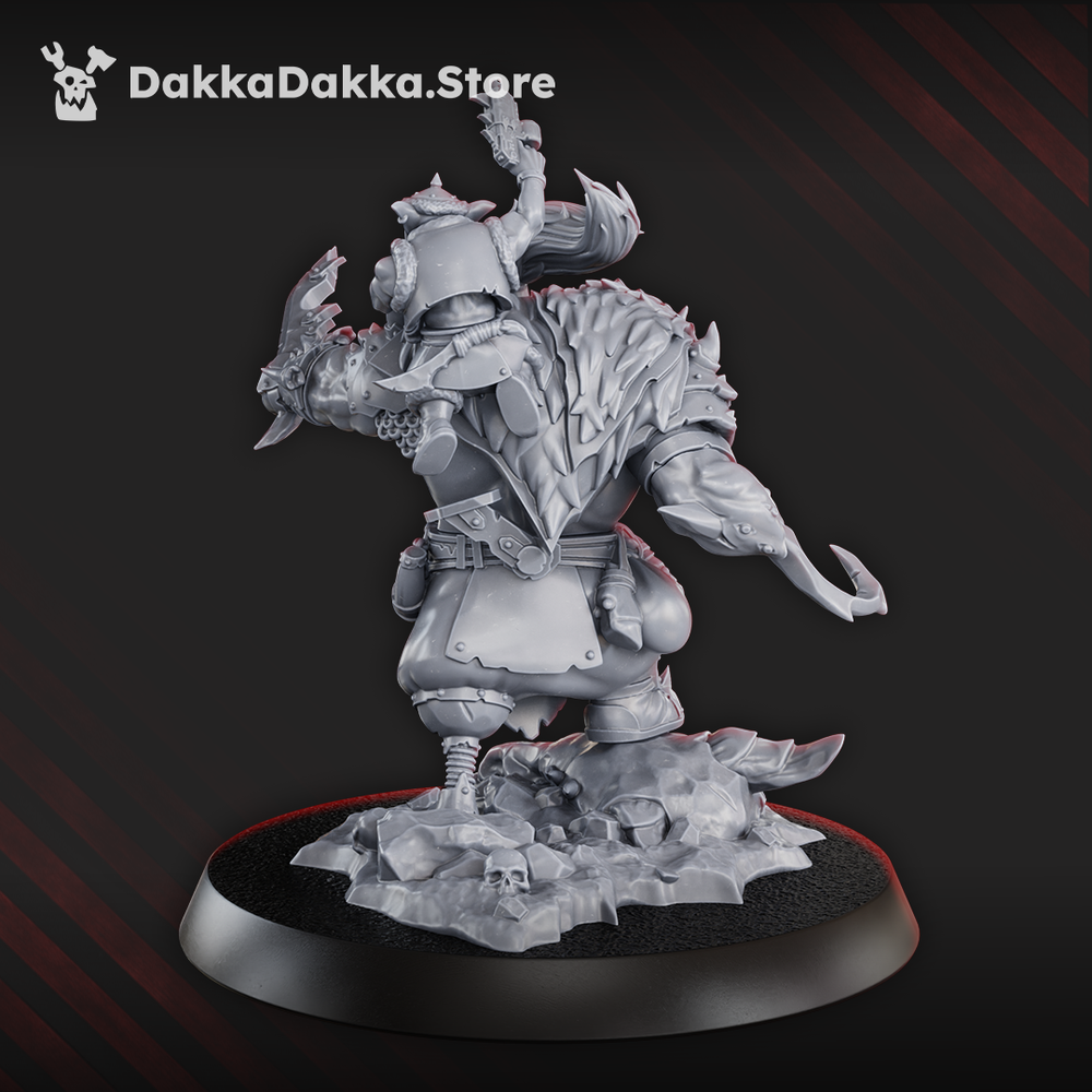 Orks Khan De Golda Tooth, proxy miniature, 28mm heroic scale unpainted resin, view 2