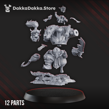 Orks Khan De Golda Tooth, proxy miniature, 28mm heroic scale unpainted resin, view 3