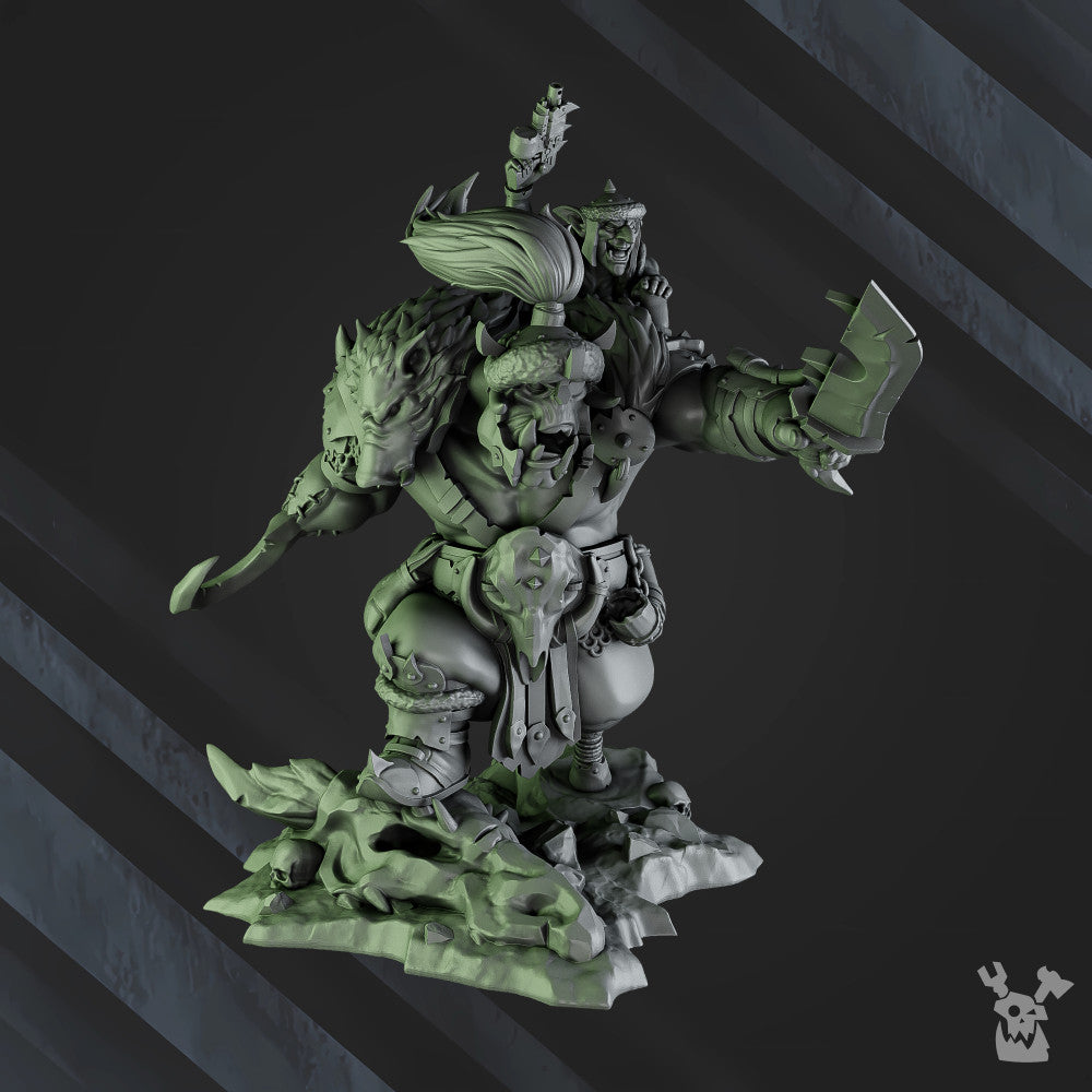 Orks Khan De Golda Tooth, proxy miniature, 28mm heroic scale unpainted resin, view 5