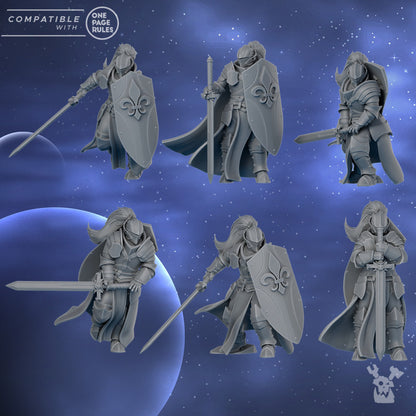 Battle Sisters Knights Of The Crescent, proxy miniature, character, 28mm heroic scale unpainted resin