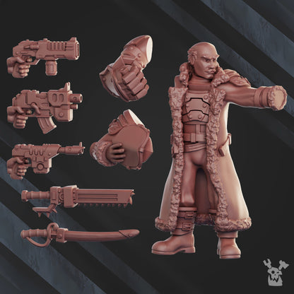 Frostborn Division Komdiv Ivan Drago, Imperial Army proxy miniature, 28mm heroic scale unpainted resin, view 3