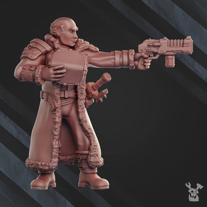 Frostborn Division Komdiv Ivan Drago, Imperial Army proxy miniature, 28mm heroic scale unpainted resin, view 2