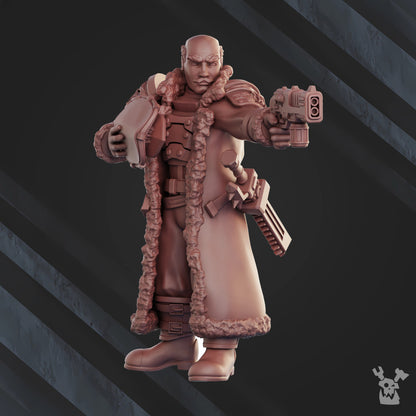 Frostborn Division Komdiv Ivan Drago, Imperial Army proxy miniature, 28mm heroic scale unpainted resin