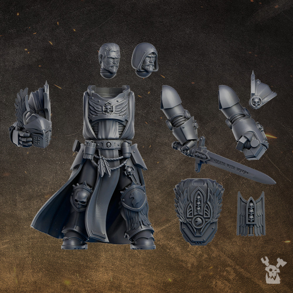 Hooded Knights Sir Lancelot, proxy miniature, character, 28mm heroic scale unpainted resin, view 2