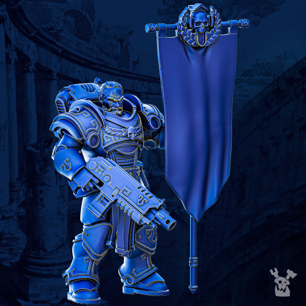 Ultra Knights Bannerman, proxy miniature, character, 28mm heroic scale unpainted resin, view 3