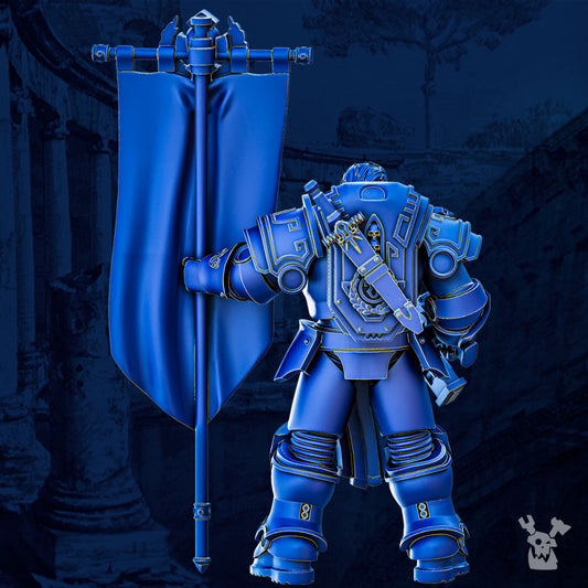 Ultra Knights Bannerman, proxy miniature, character, 28mm heroic scale unpainted resin, view 2