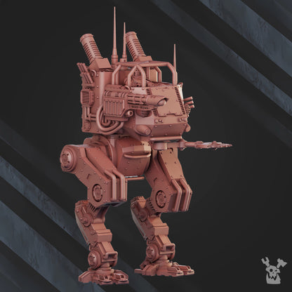 Frostborn Division Light Stomper Mech Arctic Fox Af170, Imperial Army proxy miniature, walker, 28mm heroic scale unpainted re