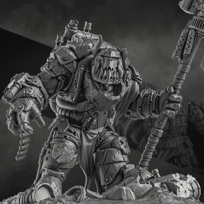 Orks Bullwar Boss, proxy miniature, character, 28mm heroic scale unpainted resin, view 5