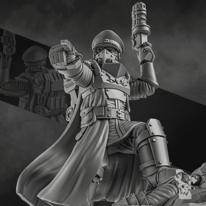 Imperial Army Dawnguard Commissar, 28mm heroic scale unpainted resin, view 7