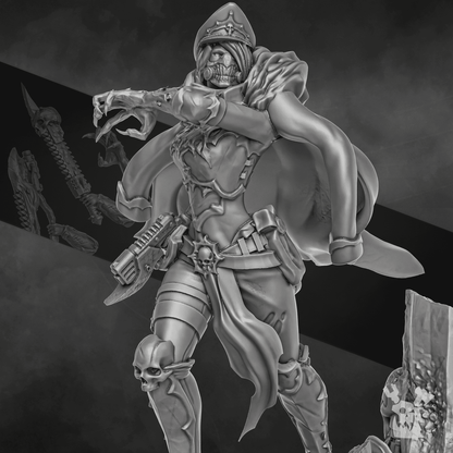 Imperial Army Blood Commissar, 28mm heroic scale unpainted resin, view 10