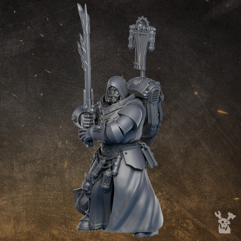 Hooded Knights Merlin Psy Mage, proxy miniature, character, 28mm heroic scale unpainted resin, view 4