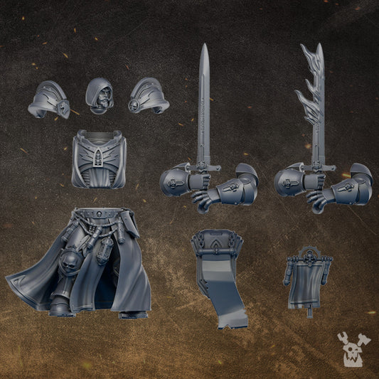 Hooded Knights Merlin Psy Mage, proxy miniature, character, 28mm heroic scale unpainted resin, view 2