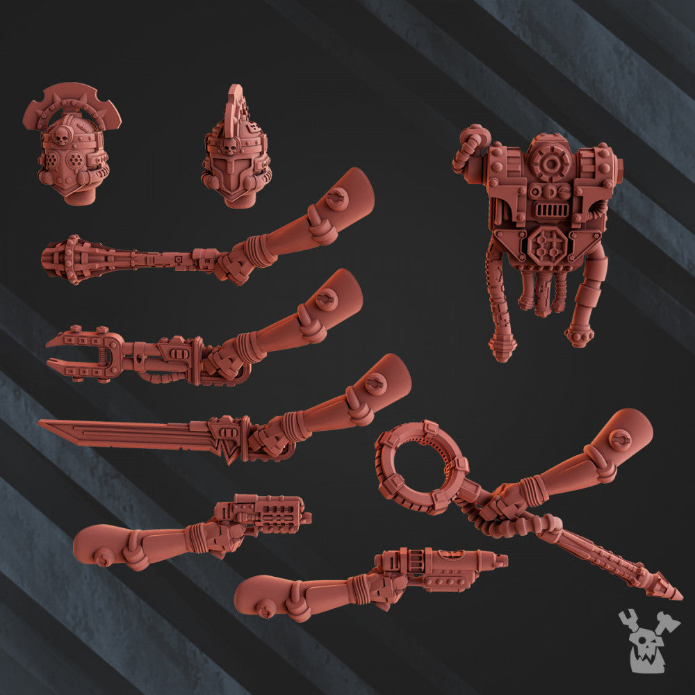 Machine Cult Marshal Geargrinder, Tech Priests proxy miniature, 28mm heroic scale unpainted resin, view 5