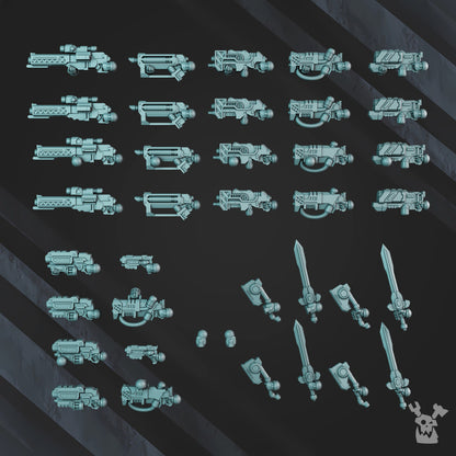 Space Dwarf Nibelung Warriors Build Kit, proxy miniature, squad, 28mm heroic scale unpainted resin, view 7