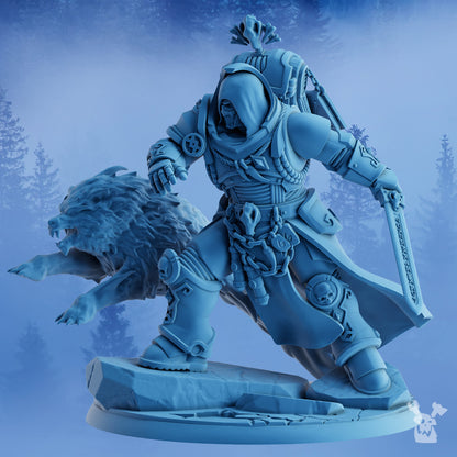 Wolf Knights Olaf The White Fang, proxy miniature, 28mm heroic scale unpainted resin, view 3