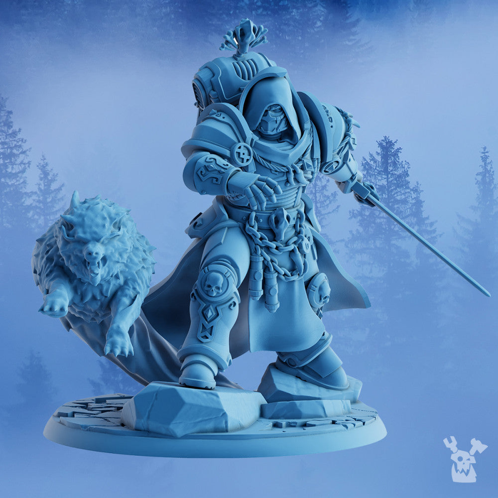 Wolf Knights Olaf The White Fang, proxy miniature, 28mm heroic scale unpainted resin, view 2