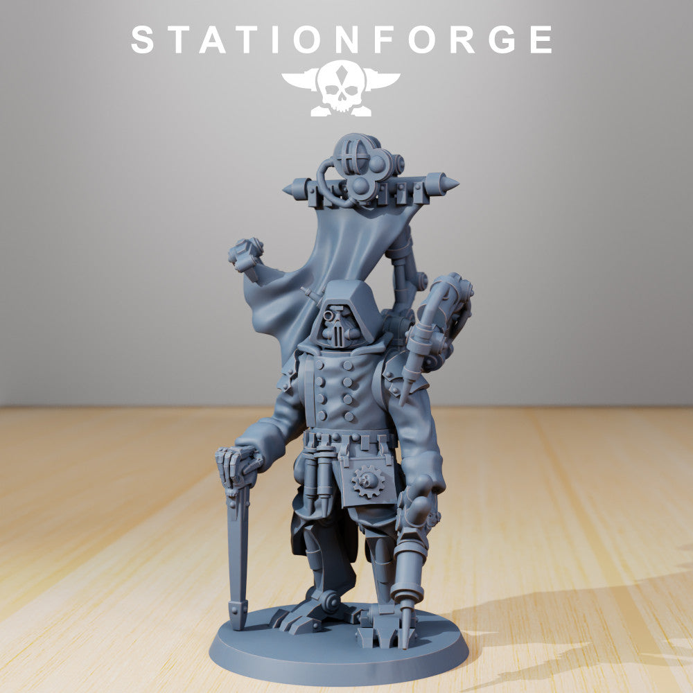 Scavenger Repair Doc, Tech Priests proxy miniature, 28mm heroic scale unpainted resin