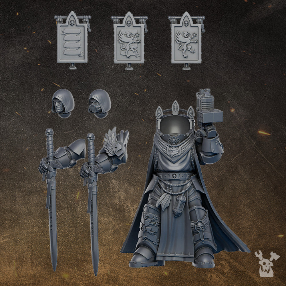 Hooded Knights Sir Percival, proxy miniature, character, 28mm heroic scale unpainted resin, view 2