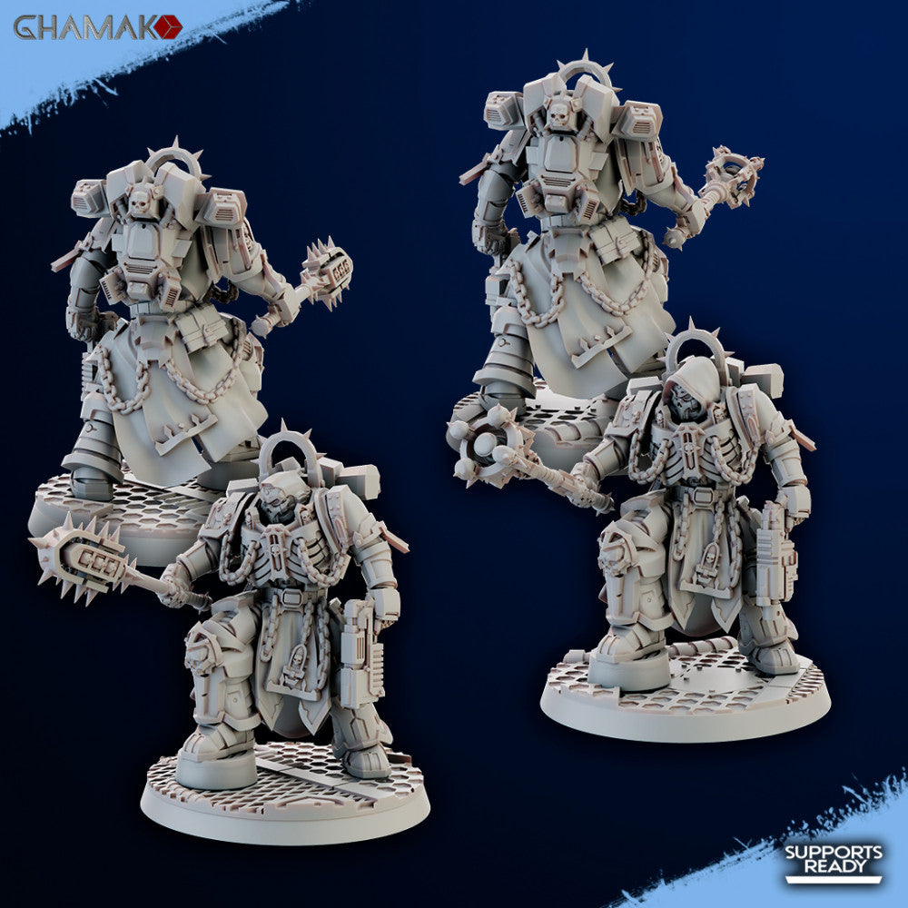 Space Knights Pontifex Of War On A-Grav, proxy miniature, 28mm heroic scale unpainted resin, view 2