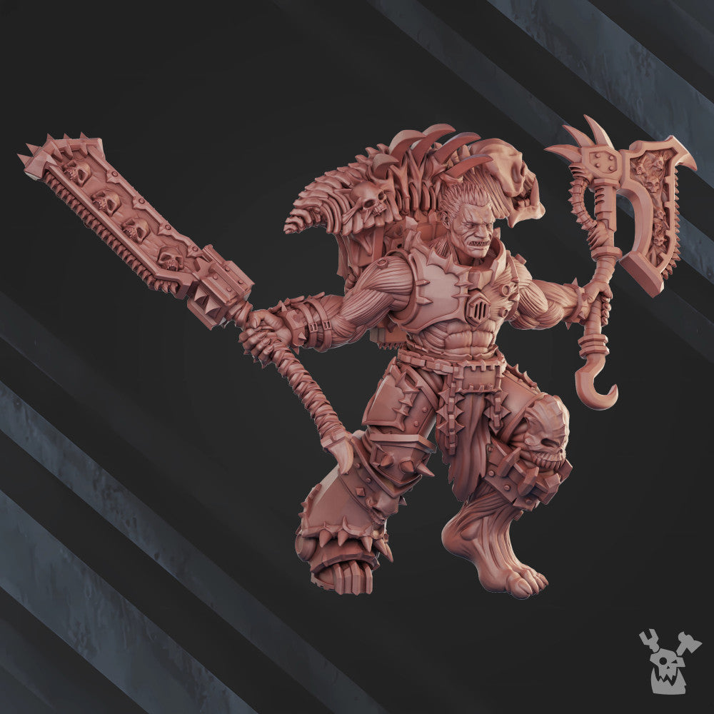 Bloodthirsty Knights Possessed Butchers, proxy miniature, 28mm heroic scale unpainted resin, view 5