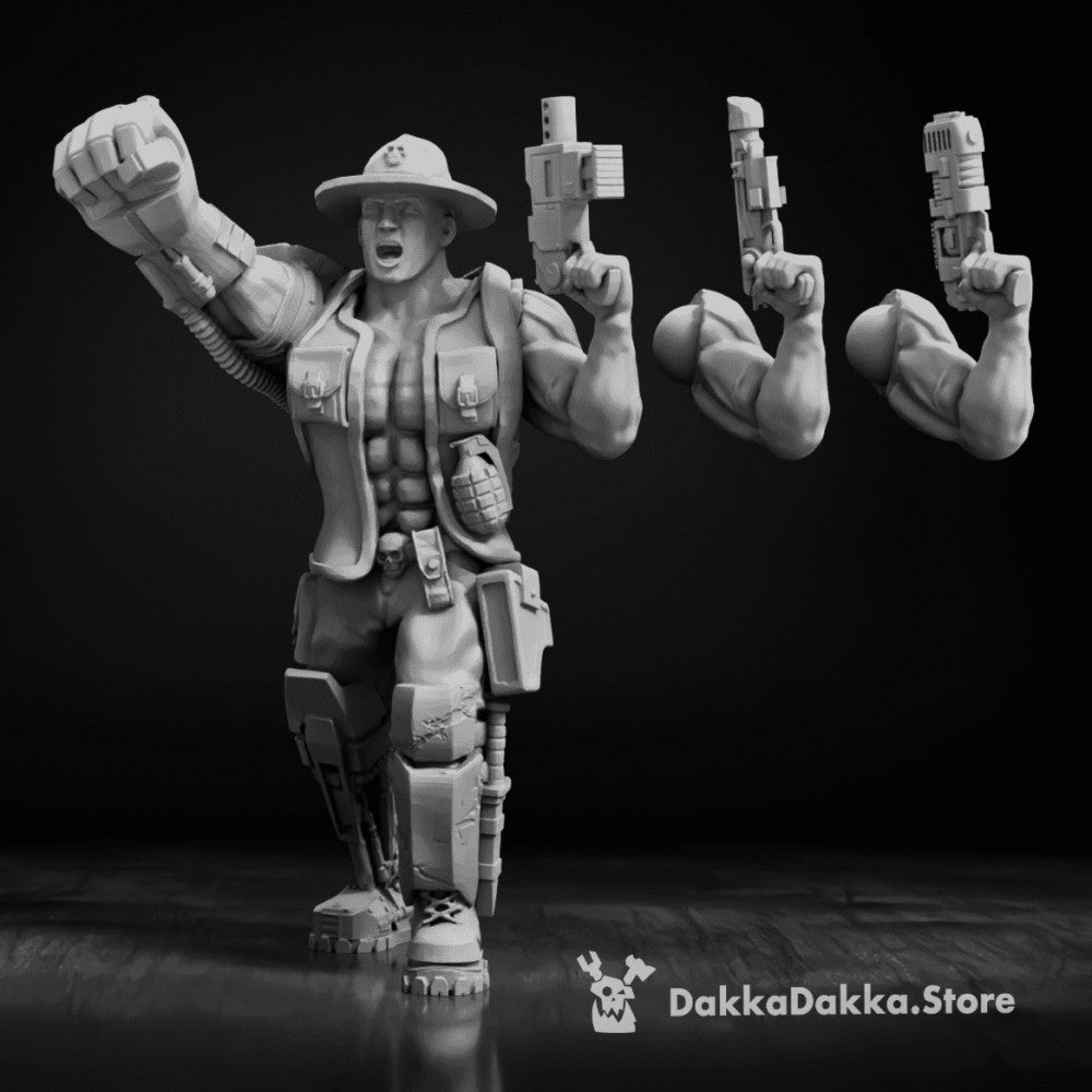 Imperial Army Jungle Fighters Commander, 28mm heroic scale unpainted resin, view 5