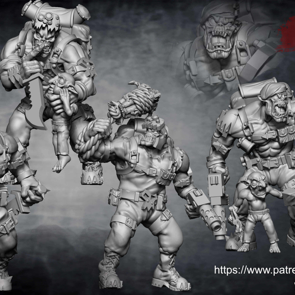 Orks Kommando Blitz Squad (8 Units), 28mm heroic scale unpainted resin