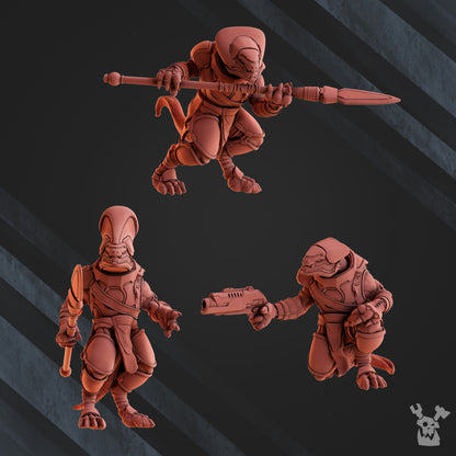 Tuai Primitive Hunters Tribe T1, proxy miniature, 28mm heroic scale unpainted resin, view 5