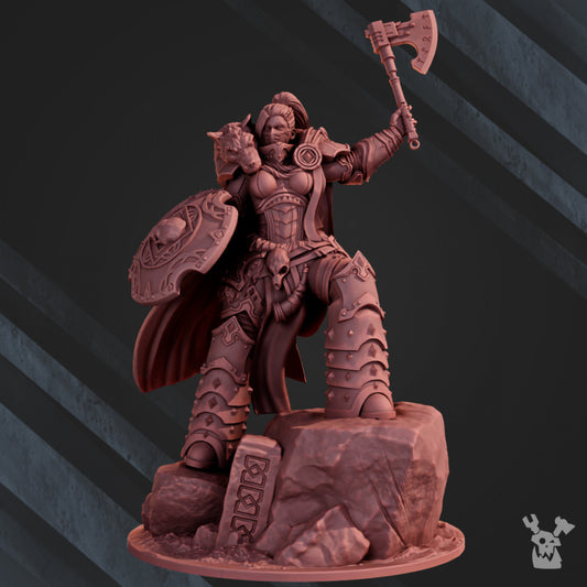 The Wolf Queen, Space Knights proxy miniature, character, 28mm heroic scale unpainted resin, view 2