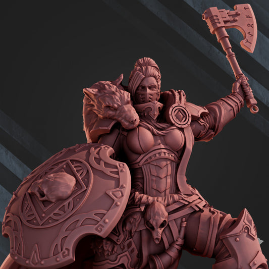 The Wolf Queen, Space Knights proxy miniature, character, 28mm heroic scale unpainted resin