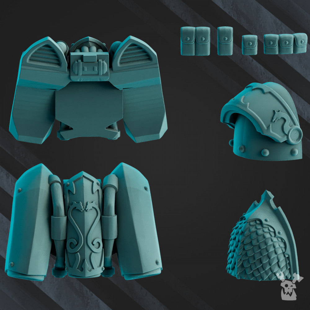Space Knights Assault Brothers Squad Build Kit, proxy miniature, 28mm heroic scale unpainted resin, view 6