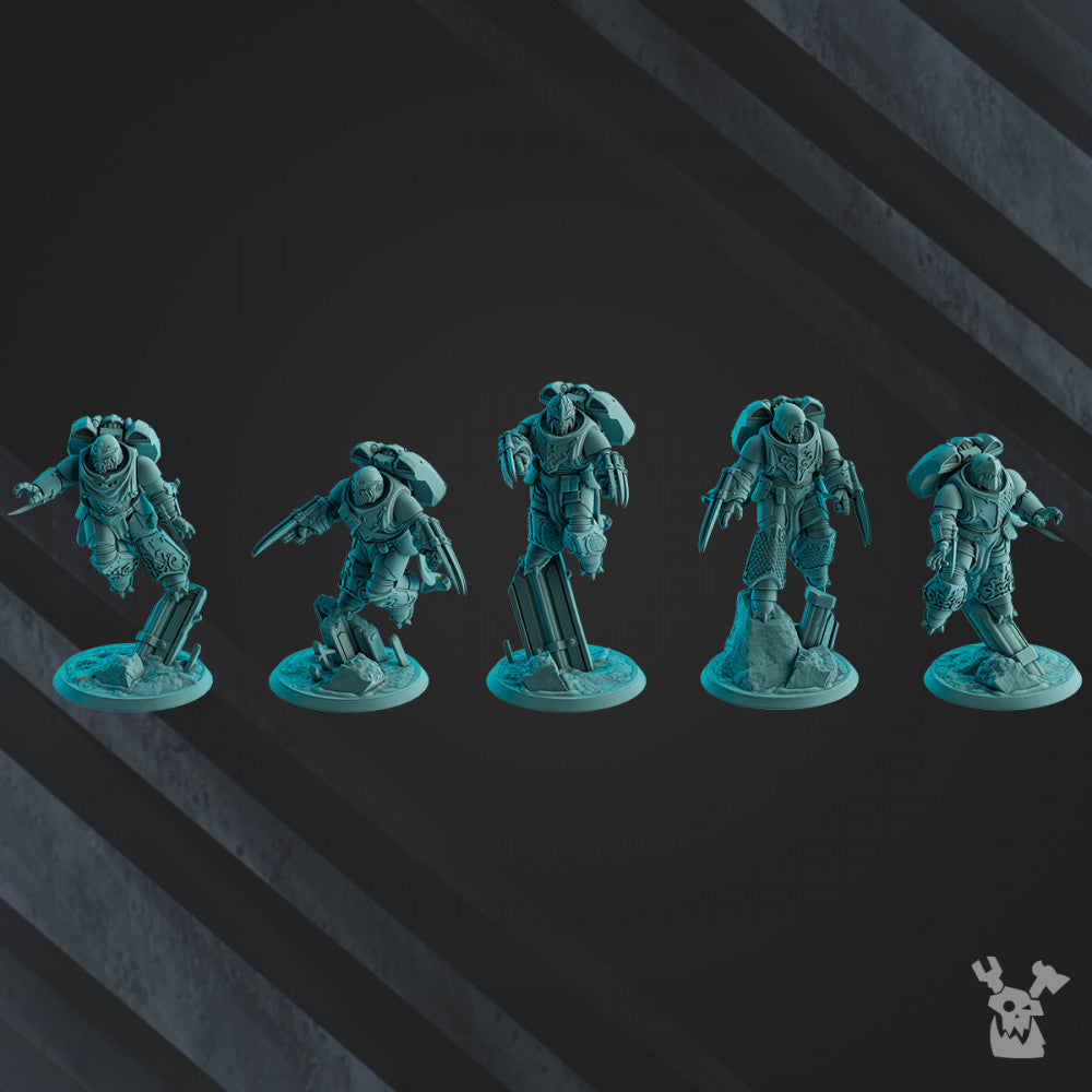 Space Knights Assault Brothers Squad Build Kit, proxy miniature, 28mm heroic scale unpainted resin