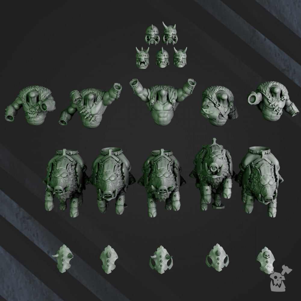 Orks Porkaz Riderz, proxy miniature, vehicle, 28mm heroic scale unpainted resin, view 3