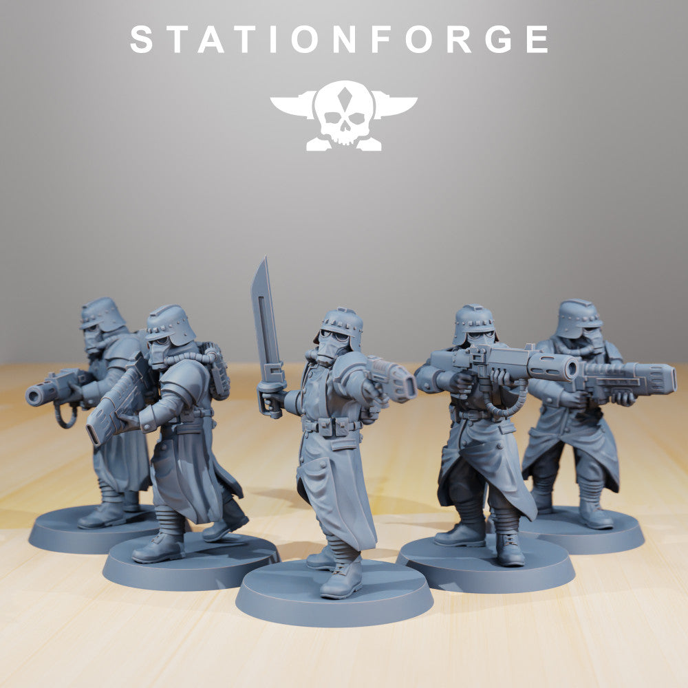 Grim Guard Evaporators, Imperial Army proxy miniature, infantry, 28mm heroic scale unpainted resin